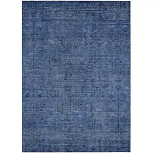 Photo of Navy Blue And Blue Southwestern Washable Indoor Outdoor Area Rug