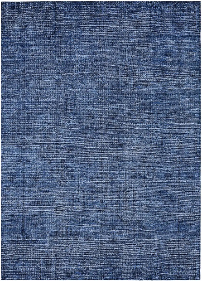 Navy Blue And Blue Southwestern Washable Indoor Outdoor Area Rug Photo 7
