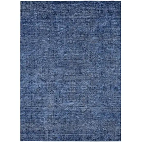 Navy Blue And Blue Southwestern Washable Indoor Outdoor Area Rug Photo 7