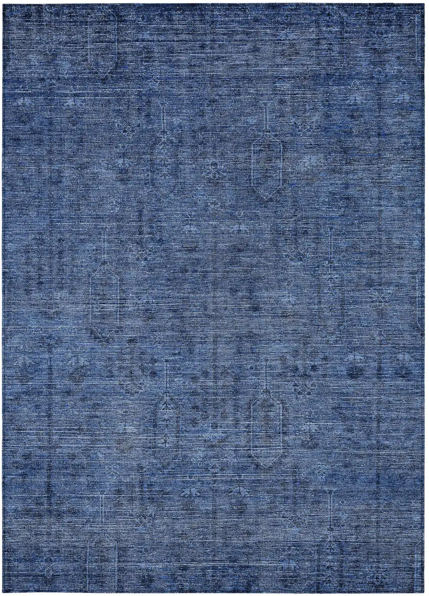 Navy Blue And Blue Southwestern Washable Indoor Outdoor Area Rug Photo 7