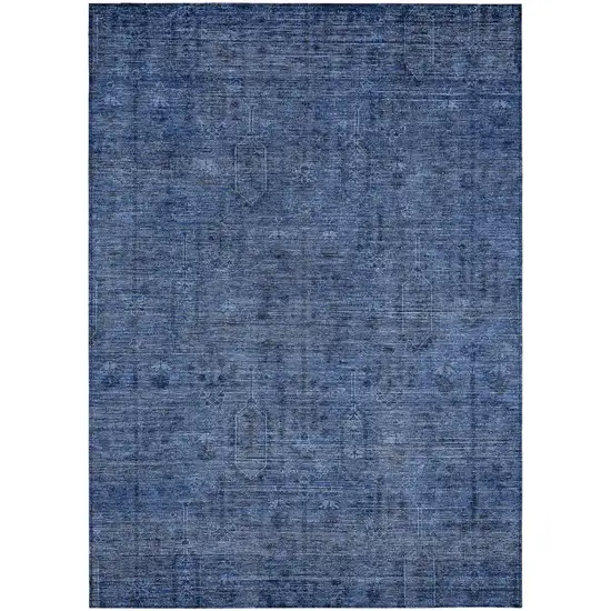 Navy Blue And Blue Southwestern Washable Indoor Outdoor Area Rug Photo 2