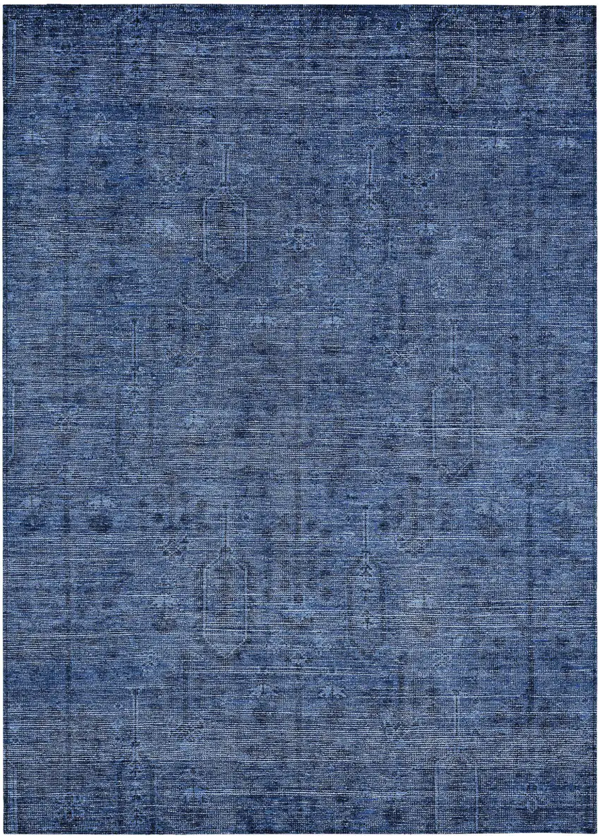 Navy Blue And Blue Southwestern Washable Indoor Outdoor Area Rug Photo 2