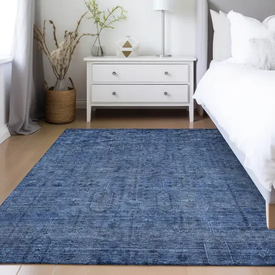 Navy Blue And Blue Southwestern Washable Indoor Outdoor Area Rug Photo 9