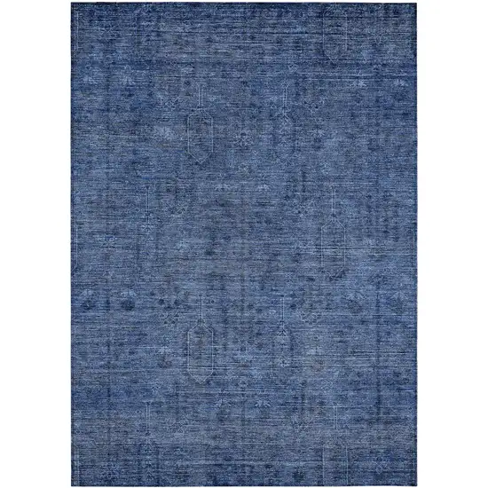 Navy Blue And Blue Southwestern Washable Indoor Outdoor Area Rug Photo 2