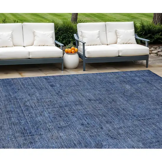 Navy Blue And Blue Southwestern Washable Indoor Outdoor Area Rug Photo 1