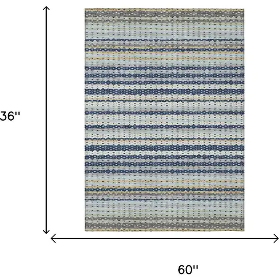Navy Blue And Blue Striped Washable Indoor Outdoor Area Rug Photo 5