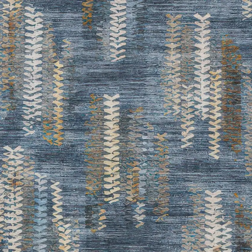 Navy Blue And Blue Striped Washable Indoor Outdoor Area Rug Photo 2