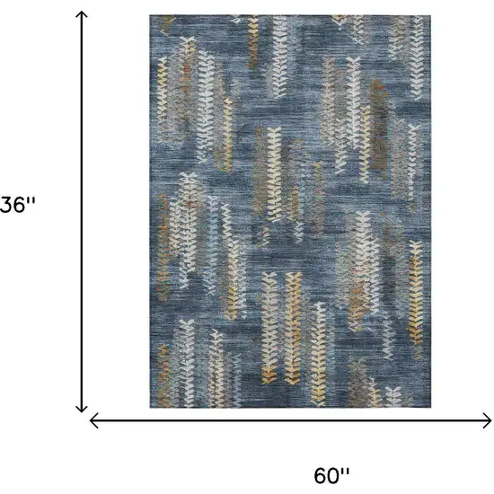 Navy Blue And Blue Striped Washable Indoor Outdoor Area Rug Photo 6