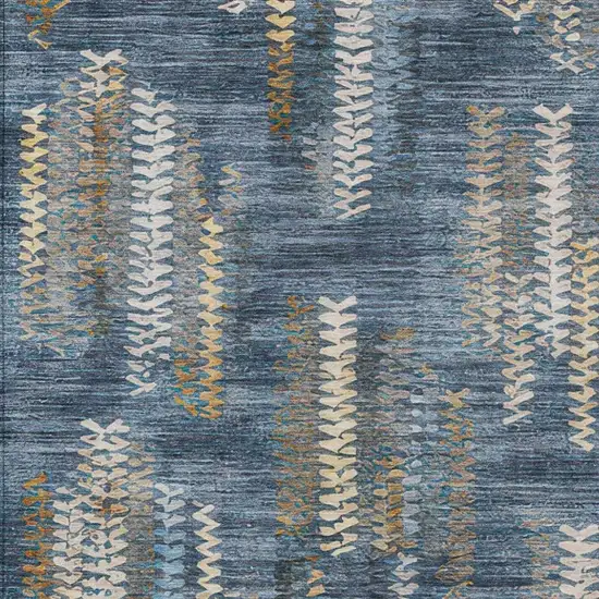 Navy Blue And Blue Striped Washable Indoor Outdoor Area Rug Photo 2