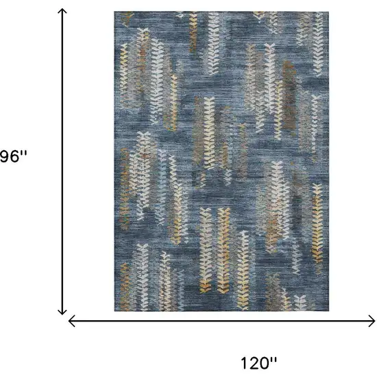 Navy Blue And Blue Striped Washable Indoor Outdoor Area Rug Photo 6