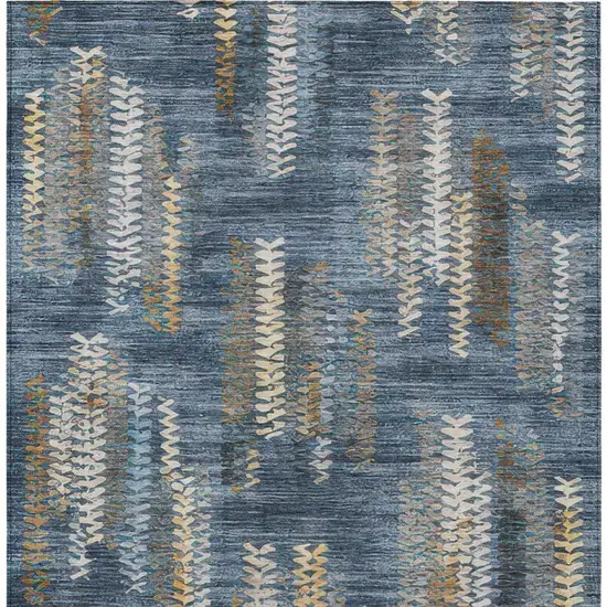 Navy Blue And Blue Striped Washable Indoor Outdoor Area Rug Photo 3