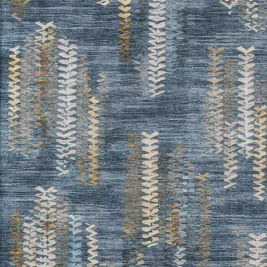 Navy Blue And Blue Striped Washable Indoor Outdoor Area Rug Photo 2