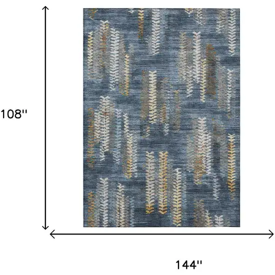 Navy Blue And Blue Striped Washable Indoor Outdoor Area Rug Photo 6