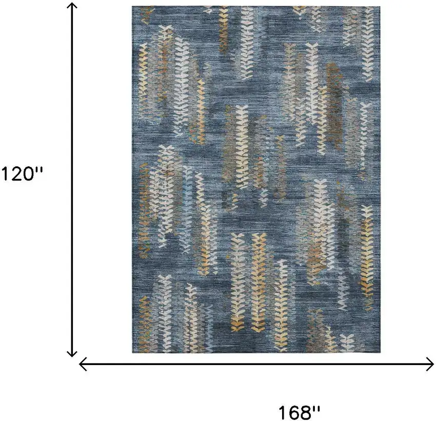 Navy Blue And Blue Striped Washable Indoor Outdoor Area Rug Photo 6