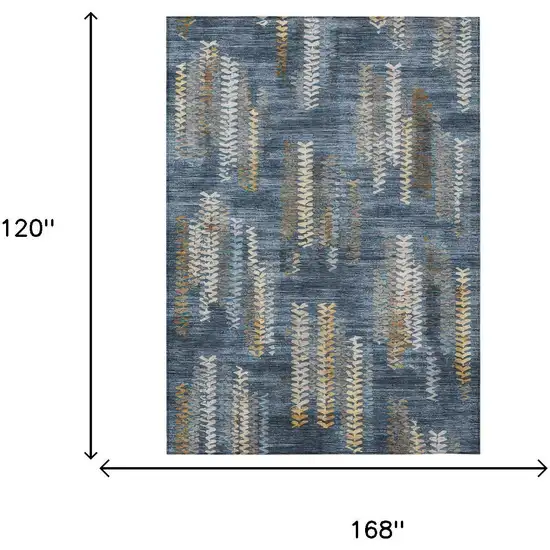 Navy Blue And Blue Striped Washable Indoor Outdoor Area Rug Photo 6