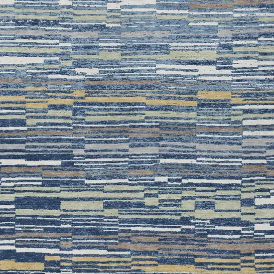 Navy Blue And Blue Striped Washable Indoor Outdoor Area Rug Photo 1