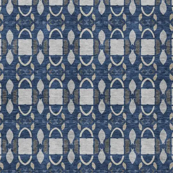 Navy Blue And Blue Striped Washable Indoor Outdoor Area Rug Photo 1