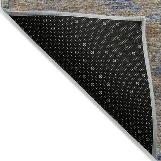 Navy Blue And Brown Abstract Washable Indoor Outdoor Area Rug Photo 3