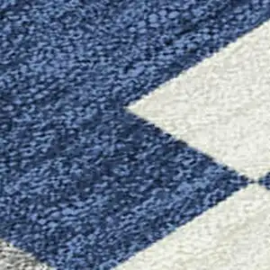 Photo of Navy Blue And Brown Patchwork Washable Indoor Outdoor Area Rug