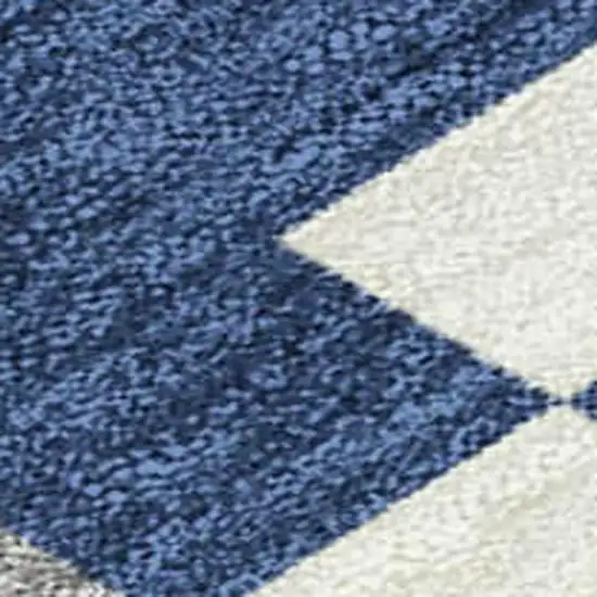 Navy Blue And Brown Patchwork Washable Indoor Outdoor Area Rug Photo 1