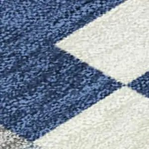 Photo of Navy Blue And Brown Patchwork Washable Indoor Outdoor Area Rug