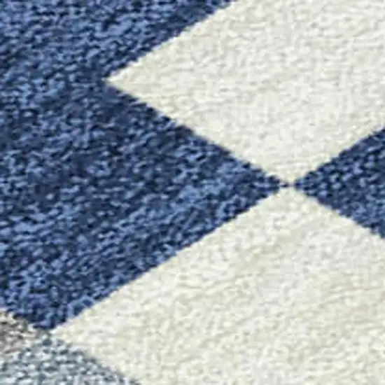 Navy Blue And Brown Patchwork Washable Indoor Outdoor Area Rug Photo 1