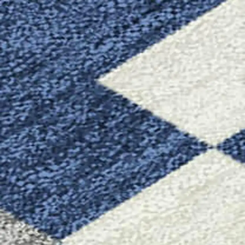 Navy Blue And Brown Patchwork Washable Indoor Outdoor Area Rug Photo 1