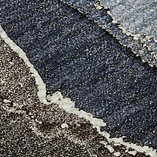 Navy Blue And Charcoal Abstract Washable Area Rug With UV Protection Photo 4