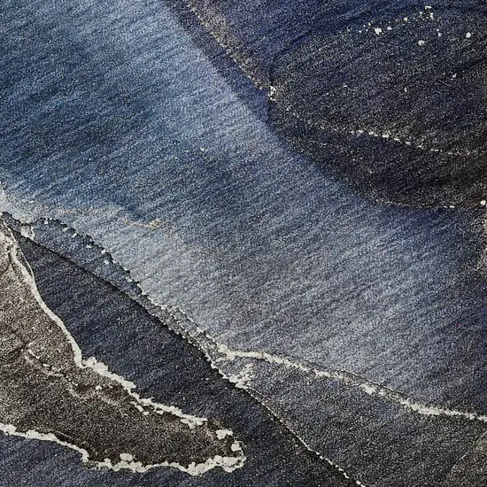 Navy Blue And Charcoal Abstract Washable Area Rug With UV Protection Photo 3