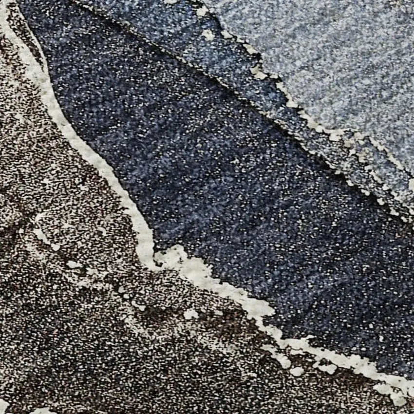 Navy Blue And Charcoal Abstract Washable Area Rug With UV Protection Photo 5