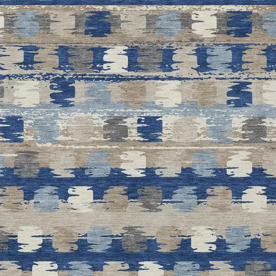 Navy Blue And Charcoal Abstract Washable Indoor Outdoor Area Rug Photo 5