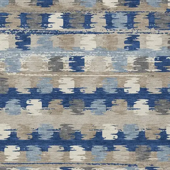 Navy Blue And Charcoal Abstract Washable Indoor Outdoor Area Rug Photo 3