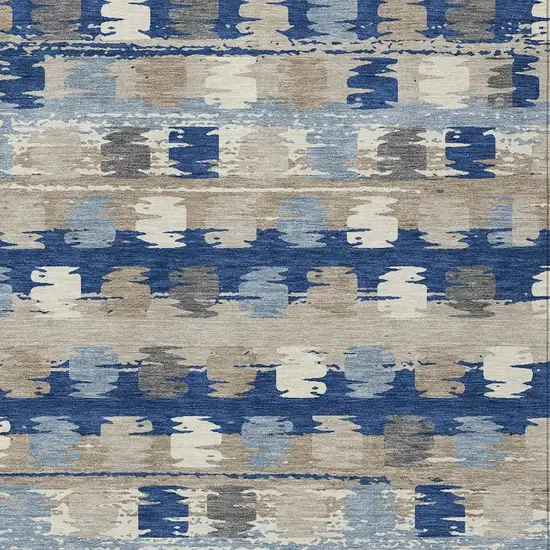 Navy Blue And Charcoal Abstract Washable Indoor Outdoor Area Rug Photo 5
