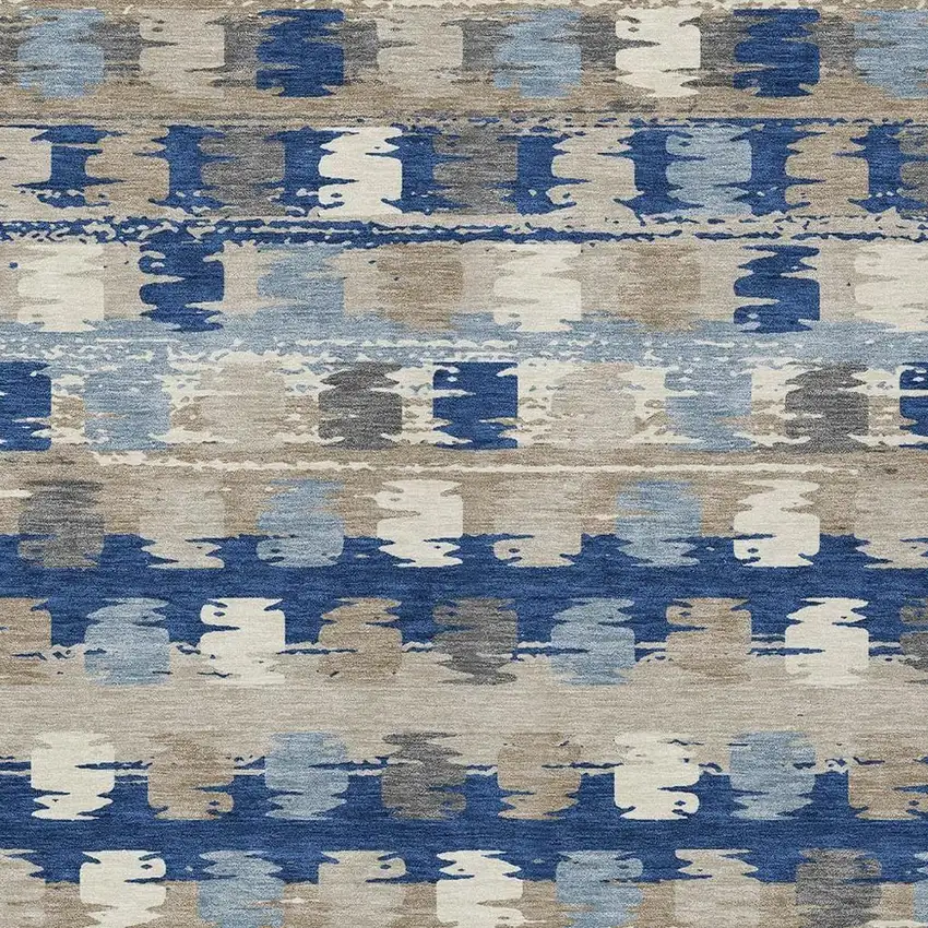 Navy Blue And Charcoal Abstract Washable Indoor Outdoor Area Rug Photo 3