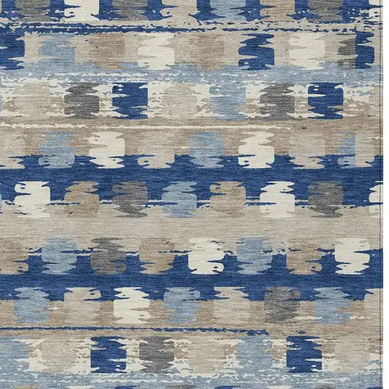 Navy Blue And Charcoal Abstract Washable Indoor Outdoor Area Rug Photo 5