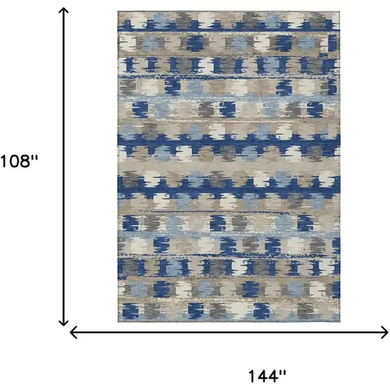 Navy Blue And Charcoal Abstract Washable Indoor Outdoor Area Rug Photo 9