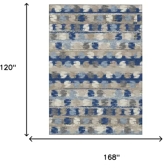 Navy Blue And Charcoal Abstract Washable Indoor Outdoor Area Rug Photo 9