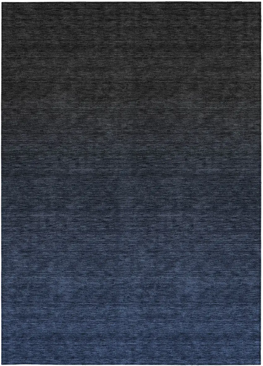 Navy Blue And Charcoal Abstract Washable Indoor Outdoor Area Rug Photo 7