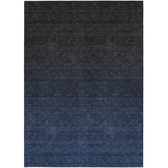 Navy Blue And Charcoal Abstract Washable Indoor Outdoor Area Rug Photo 7