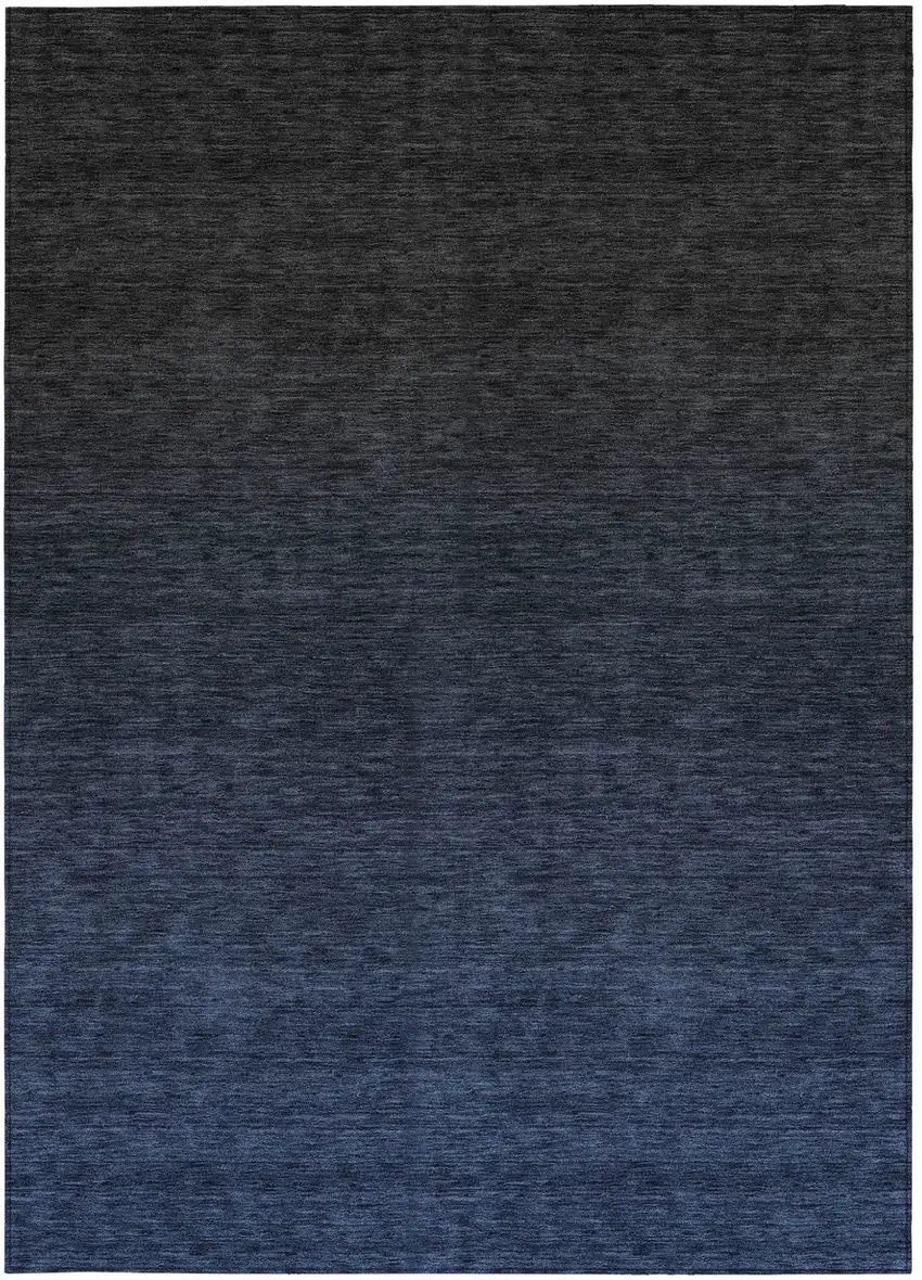 Navy Blue And Charcoal Abstract Washable Indoor Outdoor Area Rug Photo 7