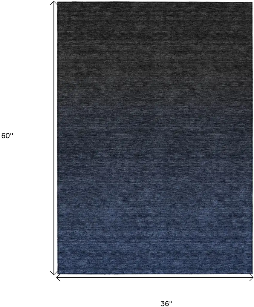 Navy Blue And Charcoal Abstract Washable Indoor Outdoor Area Rug Photo 3
