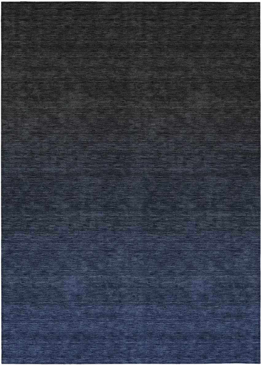 Navy Blue And Charcoal Abstract Washable Indoor Outdoor Area Rug Photo 2