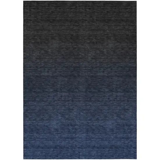 Navy Blue And Charcoal Abstract Washable Indoor Outdoor Area Rug Photo 2