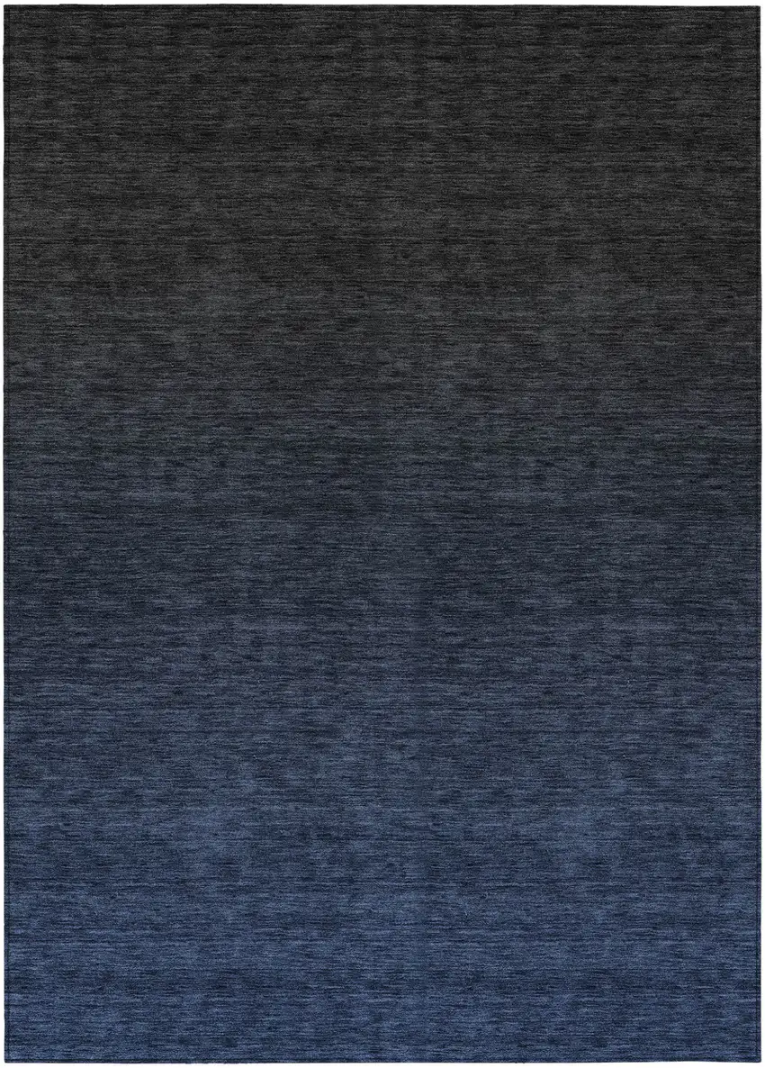 Navy Blue And Charcoal Abstract Washable Indoor Outdoor Area Rug Photo 2