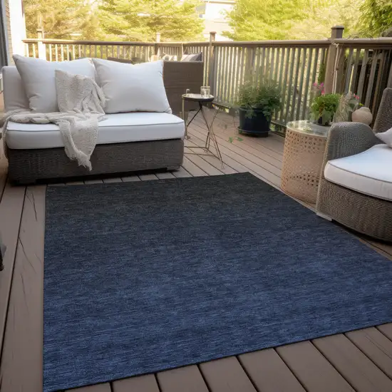 Navy Blue And Charcoal Abstract Washable Indoor Outdoor Area Rug Photo 9