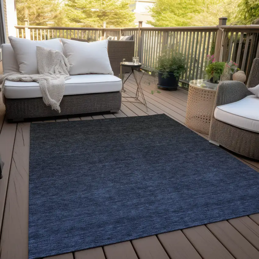 Navy Blue And Charcoal Abstract Washable Indoor Outdoor Area Rug Photo 9