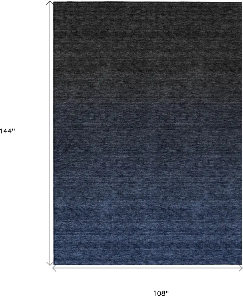 Navy Blue And Charcoal Abstract Washable Indoor Outdoor Area Rug Photo 3