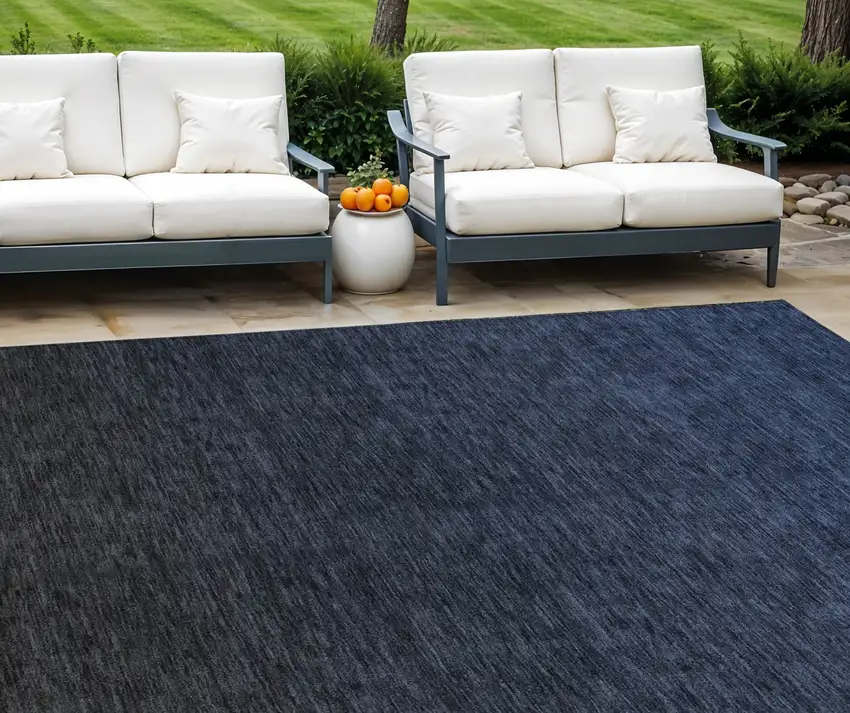 Navy Blue And Charcoal Abstract Washable Indoor Outdoor Area Rug Photo 1