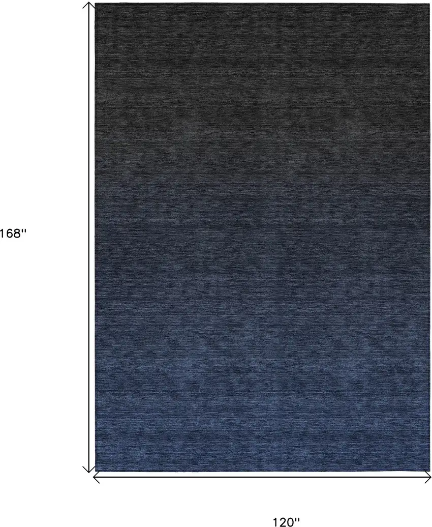 Navy Blue And Charcoal Abstract Washable Indoor Outdoor Area Rug Photo 3