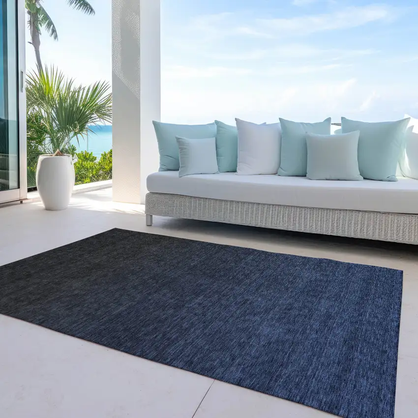 Navy Blue And Charcoal Abstract Washable Indoor Outdoor Area Rug Photo 8